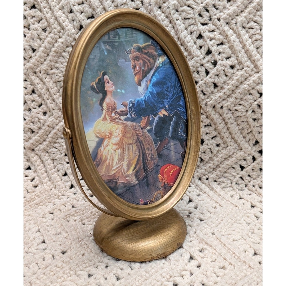 Gold Oval Tabletop Swivel Picture Frame Vintage Style 5x7